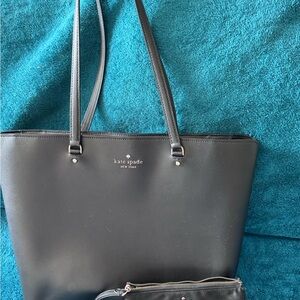 Kate Spade Black Tote with Structured Design and Spacious Compartment.